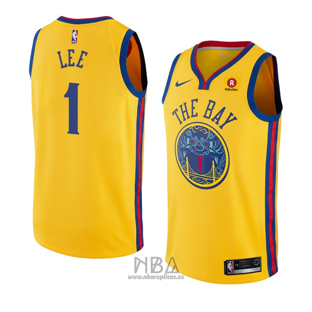 Camiseta Golden State Warriors Damion Lee NO 1 Ciudad 2018 Amarillo
